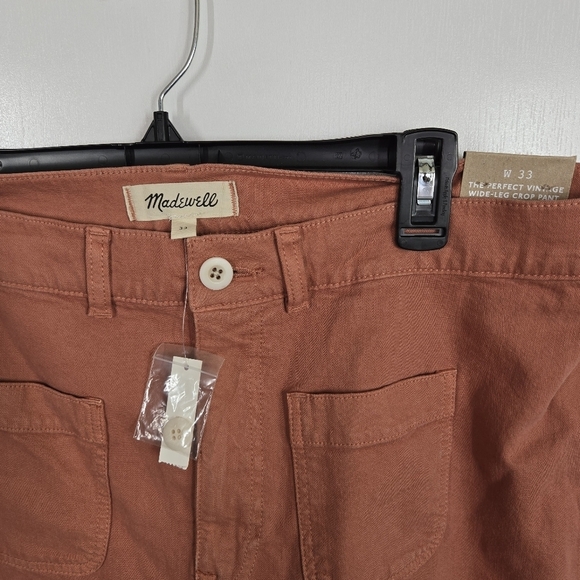 Madewell The Perfect Vntage Wide Leg Crop Pants Women's 33 Burnt Orange Fall NWT - Picture 7 of 12